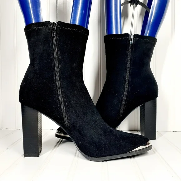 Forever 21 Faux Suede Metal-Toe Booties E311 - Picture 7 of 14